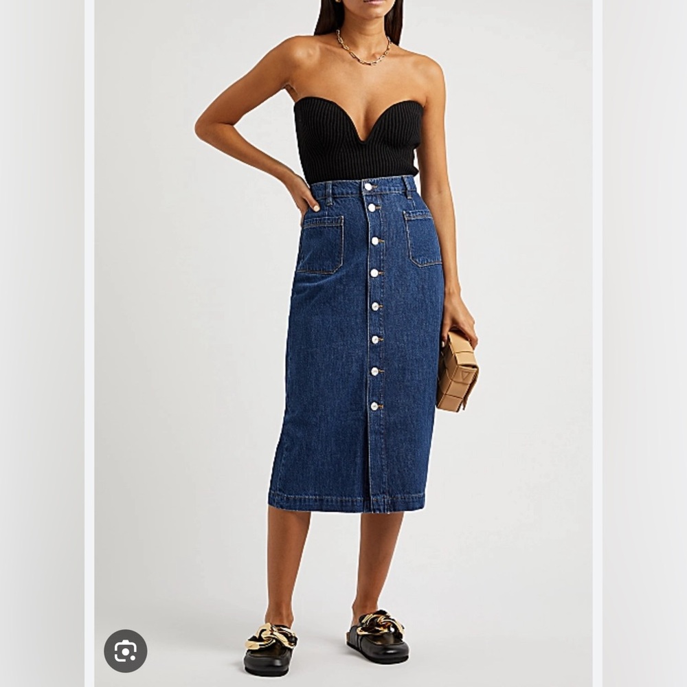 Frame Le Bardot Midi Denim Skirt-Size 27 (4)